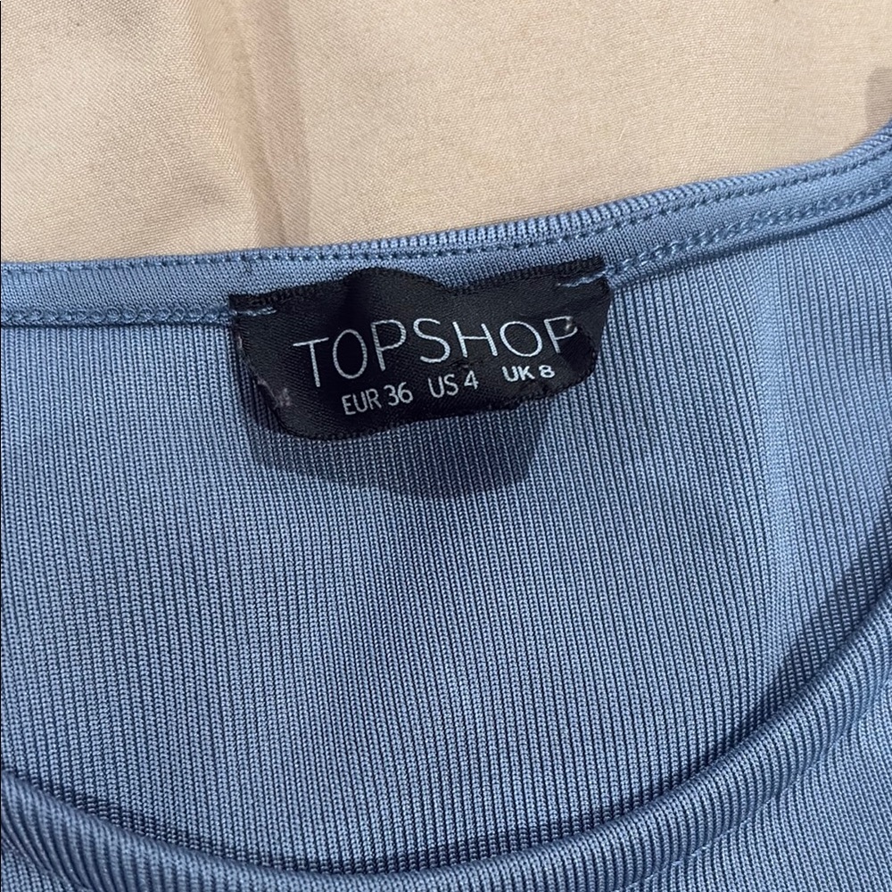 Topshop Ribbed Blue Dress - Picture 2 of 3